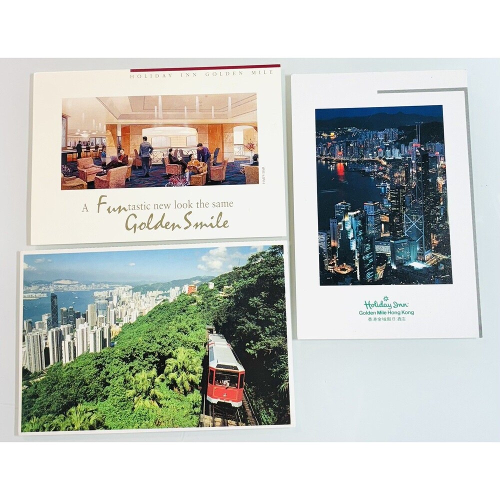Vintage Hong Kong Postcards Lot of 3 Unposted - Holiday Inn Hotel, Park Tramway